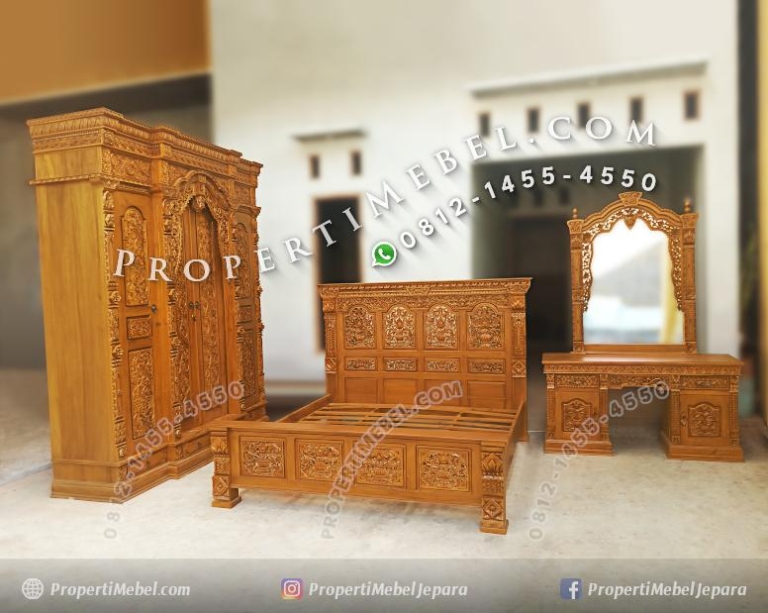 Set Kamar Tidur Gebyok Mewah Ukir Jepara