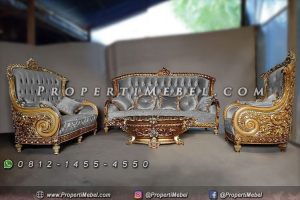 Kursi Tamu Mewah Ukir Klasik Warna Emas