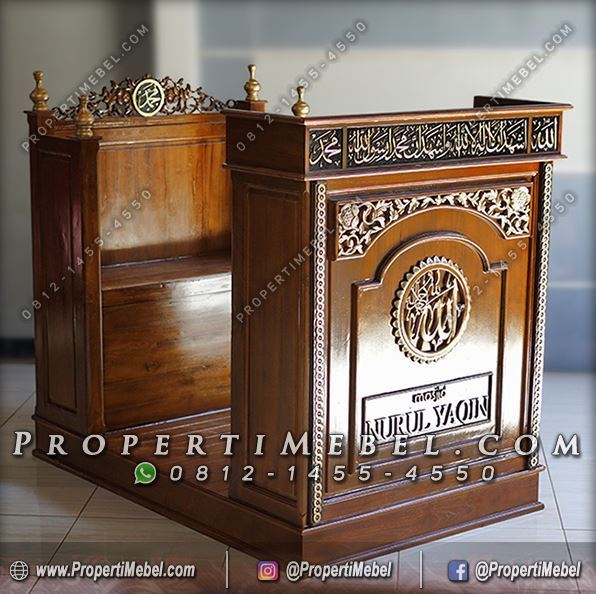 Podium Masjid Kayu Jati Ukir Jepara