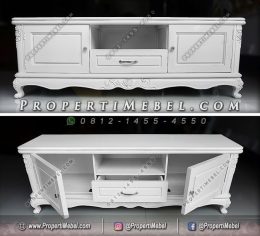 Rak Meja TV Model Klasik Warna Putih