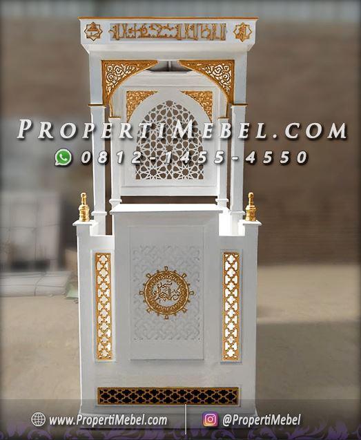 Mimbar Masjid Minimalis Putih Jati Jepara