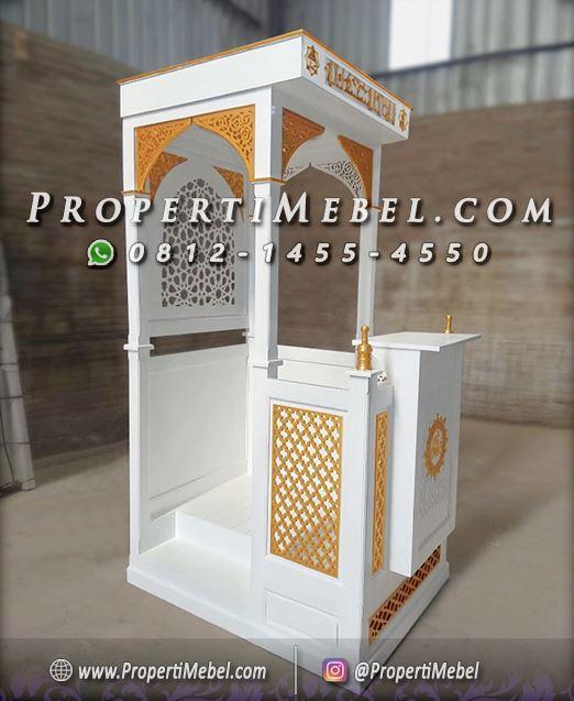 Mimbar Masjid Warna Putih Minimalis