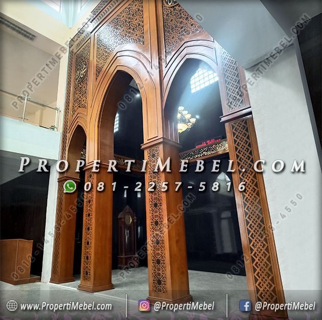 Mihrab Masjid Minimalis Kayu Jati 2 Lantai