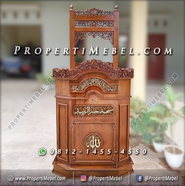 Mimbar Masjid Ukir Kaligrafi Model Kereta