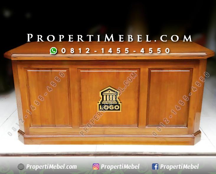 Meja Kantor Direktur Kayu Jati Minimalis