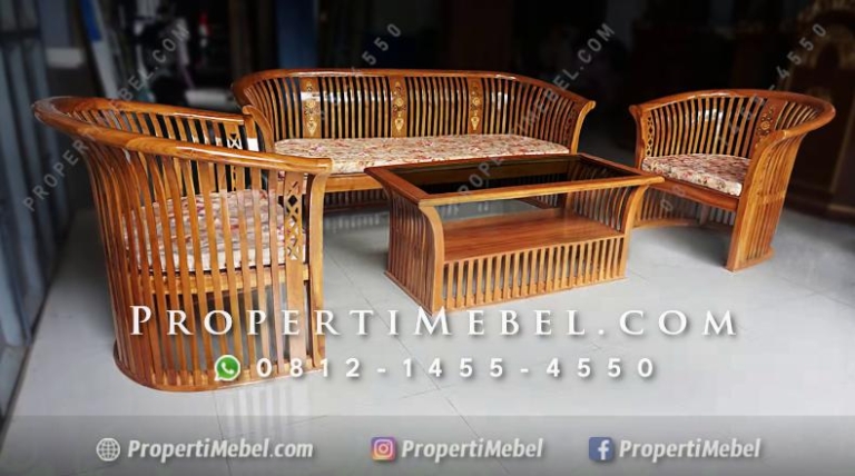 Kursi Tamu Minimalis Keranjang Kayu Jati