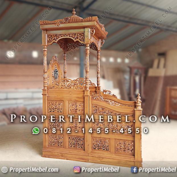 Mimbar Masjid Motif Gebyok Ukir Jepara