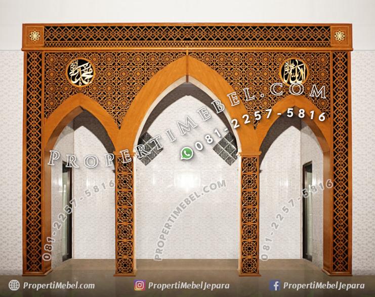Ornamen Mihrab Masjid Minimalis Kayu Jati