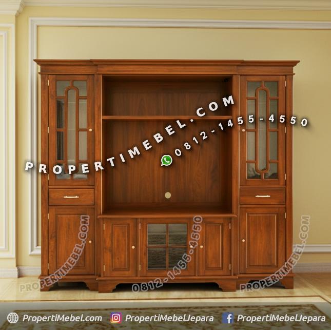 Lemari Bufet TV Minimalis Kayu Jati Jepara