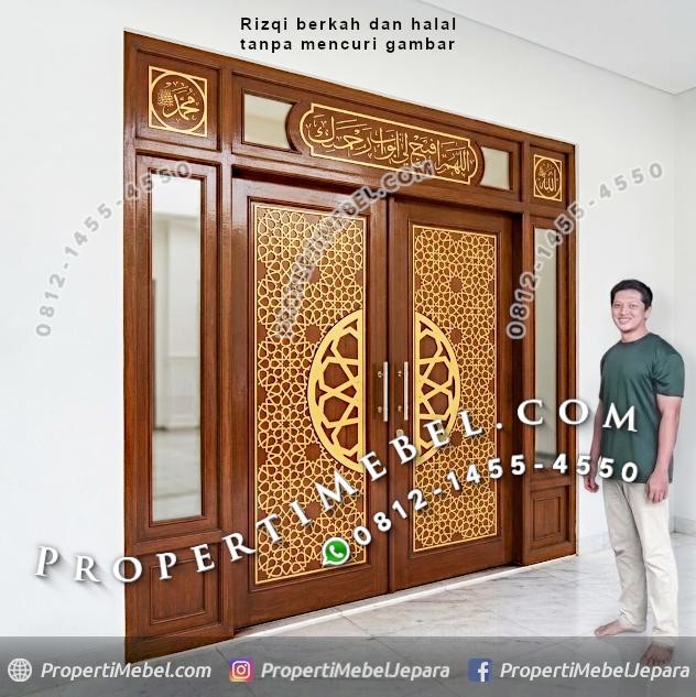 Pintu Masjid Kayu Jati Model Kupu Tarung Minimalis Mewah